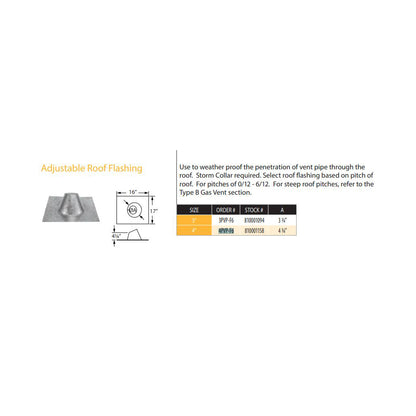 4PVP-F6 | 4" PelletVent Pro Adjustable 0/12 - 6/12 Roof Flashing